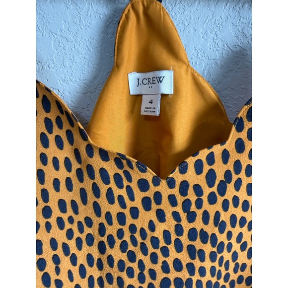 J.Crew Womens Animal Print Scalloped Camisole Mustard Yellow Black Size 4 - Picture 2 of 8